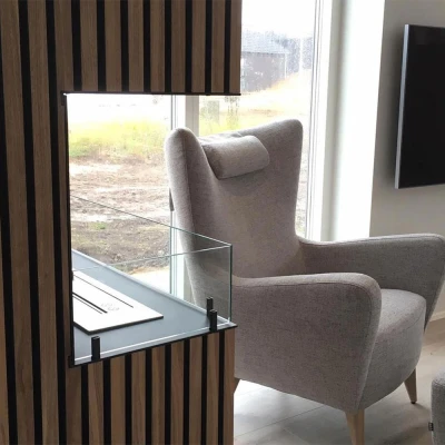 Foco Corner Sinistro 1000 - Biocamino da incasso angolare sinistro