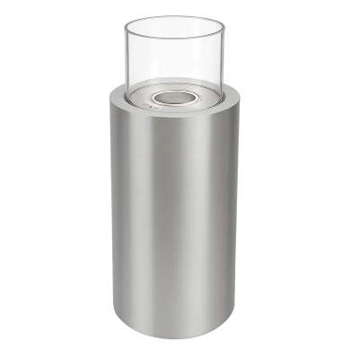 ScandiFlames Dualis camino a bioetanolo in acciaio spazzolato e vetro di sicurezza cilindrico