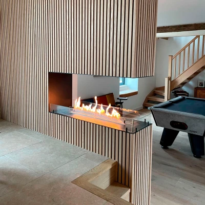 Foco Divisorio 1200 biocamino su 3 lati Foco Divisorio 1200 camino bioetanolo da incasso