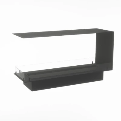 Foco Myst Room Divider 1200 - Camino a vapore trifacciale nero da incasso