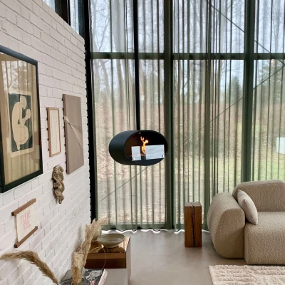 Halifax Pendente a soffitto ovale nero Biocamino - 60 cm Halifax Pendente a soffitto ovale nero Biocamino - 60 cm