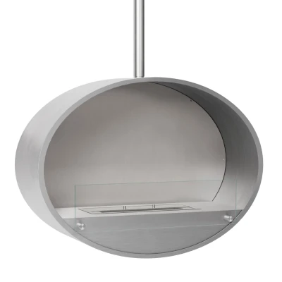 Halifax Acciaio Ovale Biocamino da Soffitto Appeso 80 cm  Halifax Acciaio Ovale Biocamino da Soffitto 80 cm