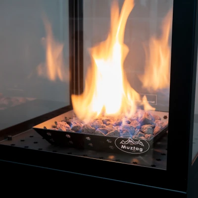 Pietre laviche per camini a gas Muztag in colore marrone naturale