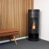 Washington - stufa a bioetanolo nera con design classico da stufa a legna