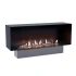 Foco One 1500 media wall caminetto a bioetanolo da incasso con cornice nera e vetro di sicurezza.